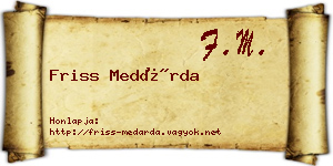 Friss Medárda névjegykártya